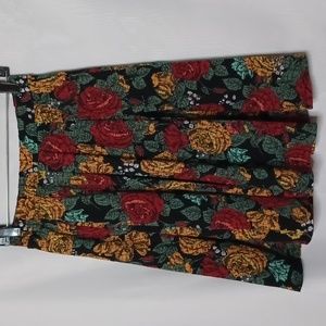 LuLuRoe Women's Floral Pleated Pull On Skirt Elastic Waist. Size S